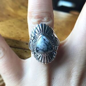 Natural White Buffalo Sterling Silver Ring Size 8